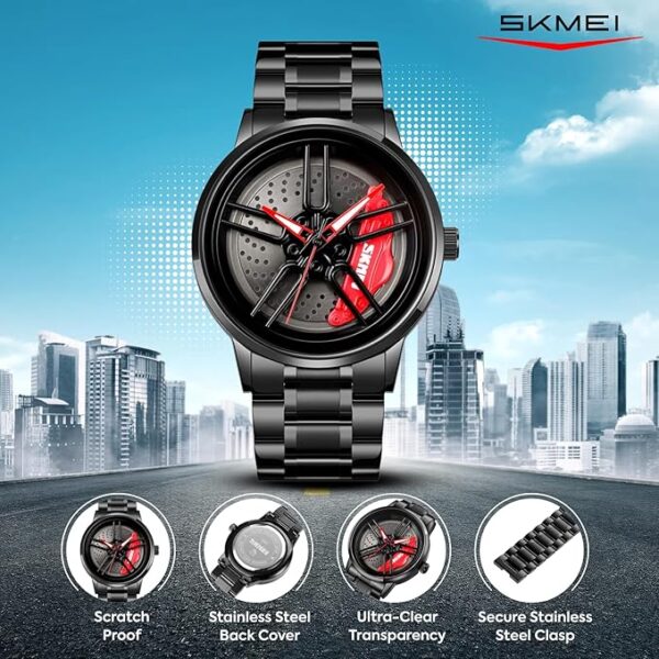 SKMEI Men's Watch New Wheels Rolling Creative Fashion Che Youhui League Fans Butterfly Double Snap Gift Wristwatch - 1990 - Image 3